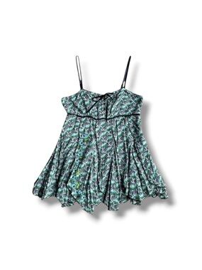 Free People Asymmetrical Beaded Embroidered Empire Waist Babydoll Fairy Tank Top